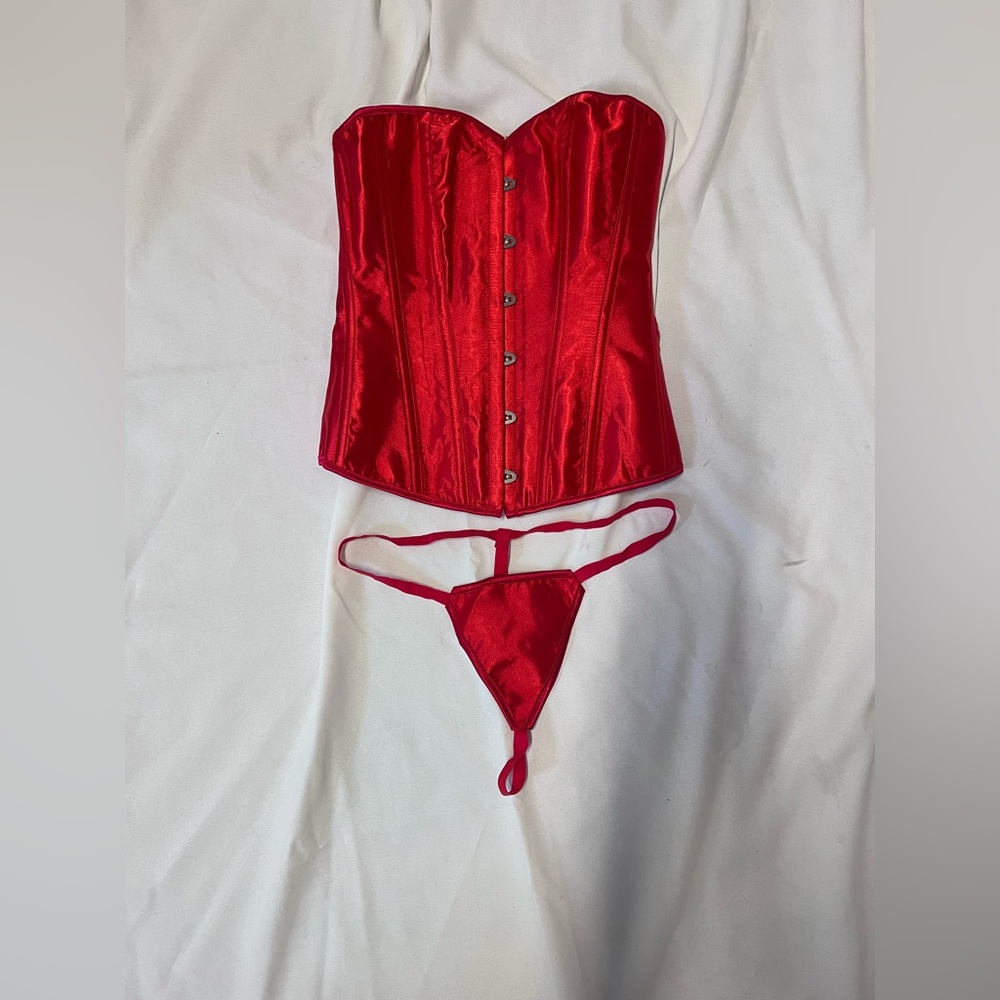 Red Satin Bustier Corset NWOT Sz Sm-XS